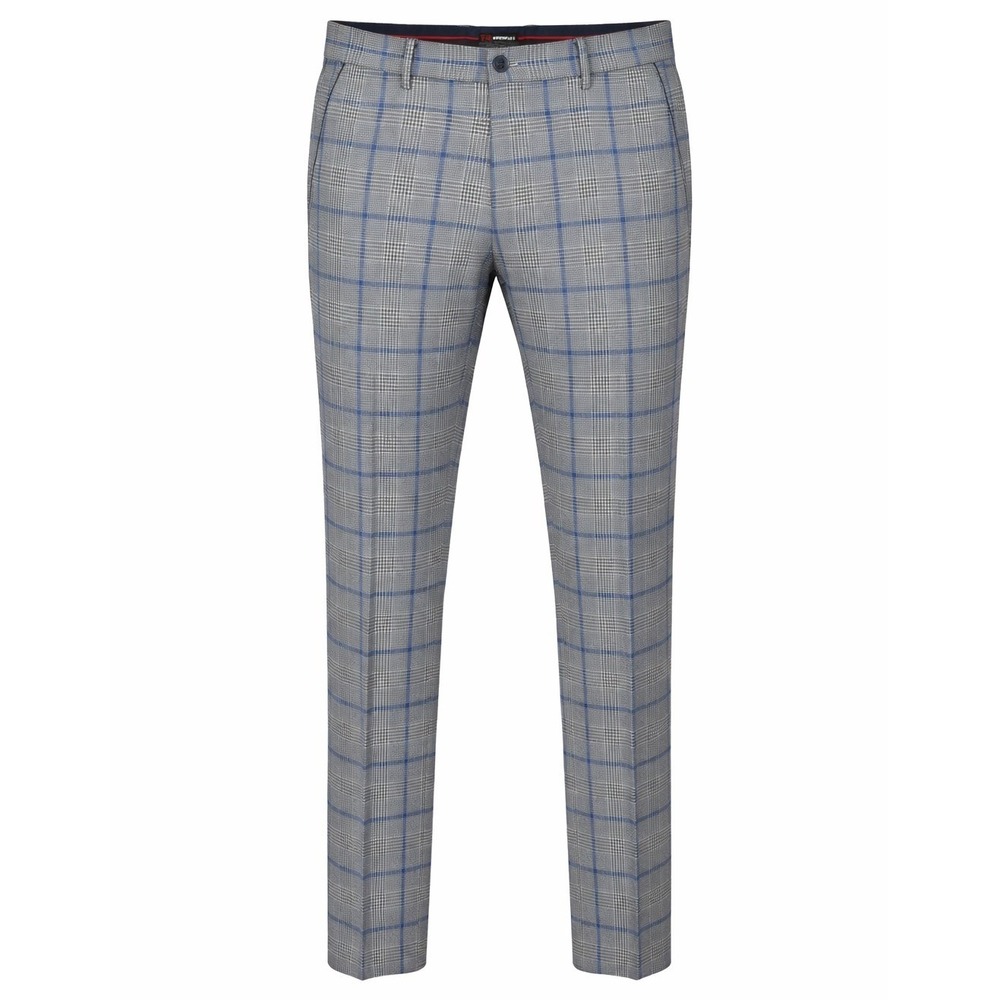 Tailored Recreation Pants Mens 38 Glen Plaid Blue Windowpane Slim Fit TRD366